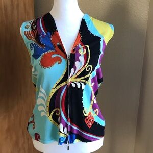 Alberto Makali Multicolor Zip-Front Blouse